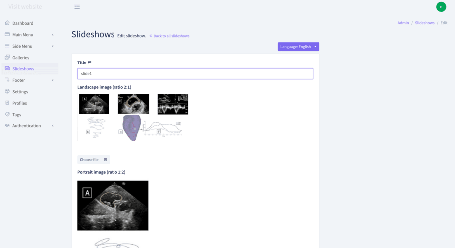 Laboratory website desktop CRUD page