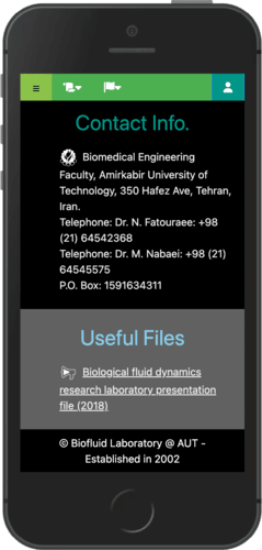 Laboratory website mobile footer page