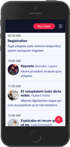 Conference web application mobile landing page